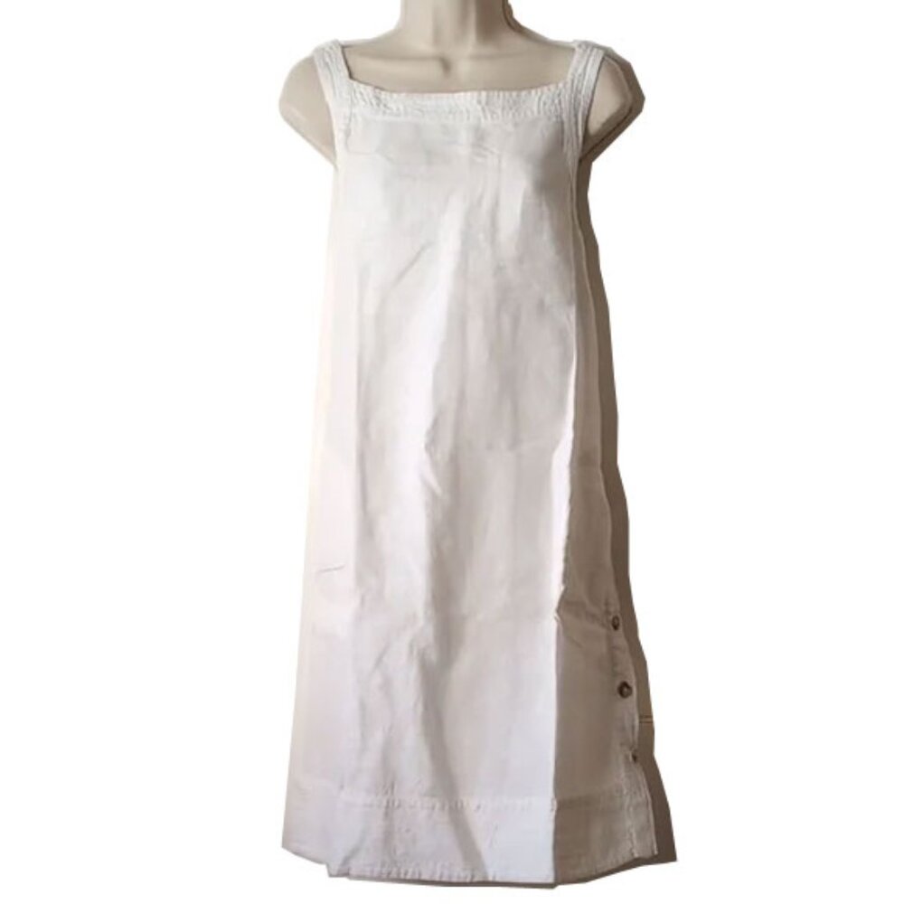 NWOT Peck & Peck 100% Linen Sleeveless Dress XL White Jumper Side Buttons